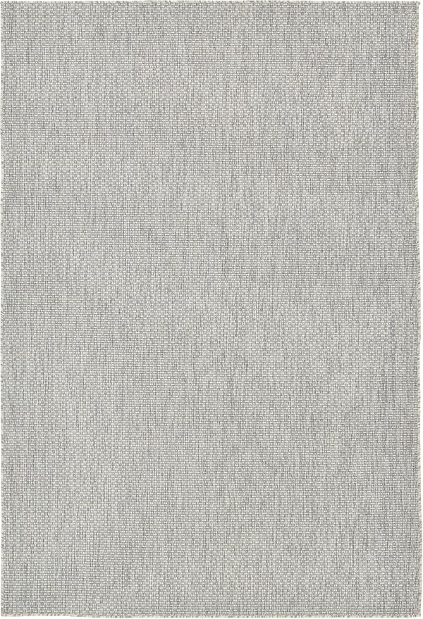 Unique Loom Collection Casual Transitional Solid Heathered Indoor/Outdoor Flatweave Area Rug (6' 1" x 9' Rectangle, Light Gray/Ivory) - Image 4