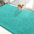 OLANLY Dog Door Mat for Muddy Paws 48x30, Absorbs Moisture and Dirt, Absorbent Non-Slip Washable Doormat, Quick Dry Chenille Mud Mat for Dogs, Entry Indoor Entryway Carpet for Inside Floor, Teal by OLANLY