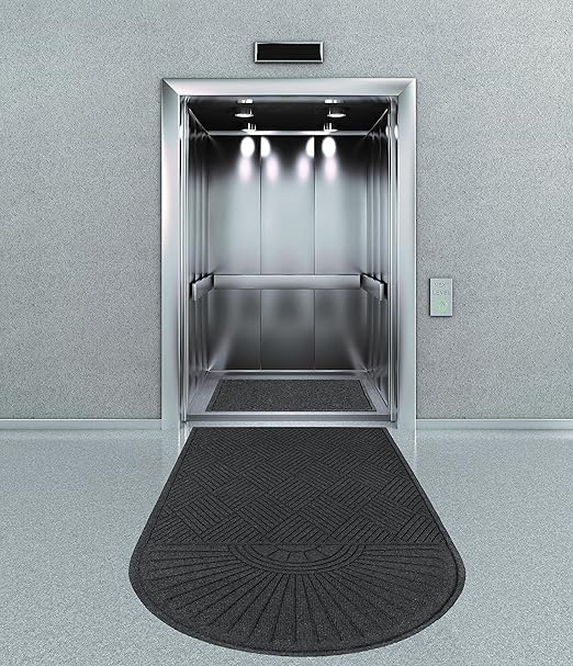 Guardian EcoGuard Diamond w/Single Fan Indoor Wiper Floor Mat, Recycled Plactic and Rubber, 4'x8', Charcoal Black - Image 2