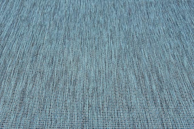 Unique Loom Collection Casual Transitional Solid Heathered Indoor/Outdoor Flatweave Area Rug (7' 1" x 10' Rectangle, Teal/Navy Blue) - Image 7
