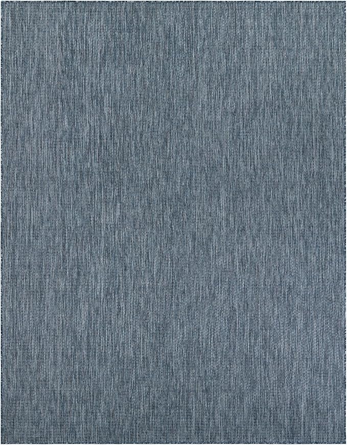 Unique Loom Outdoor Solid Collection Area Rug (7' 10" x 10' Rectangle Blue/Navy Blue) - Image 2