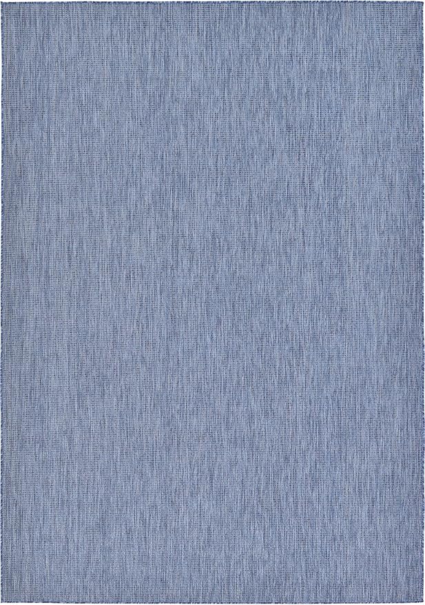 Unique Loom Collection Casual Transitional Solid Heathered Indoor/Outdoor Flatweave Area Rug (8' x 11' 4" Rectangle, Blue/Navy Blue) by UniqueLoom