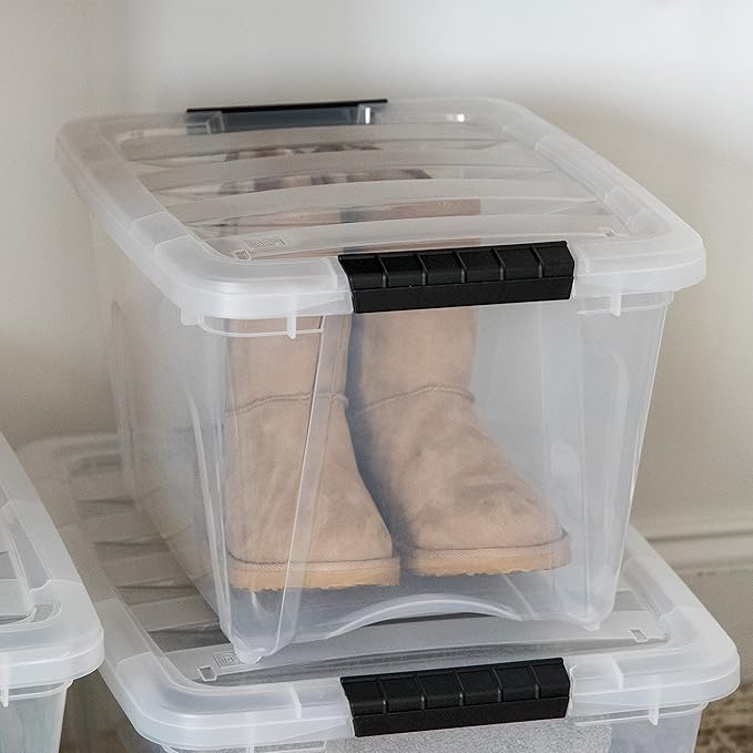 IRIS USA 19 QT Plastic Storage Box with Lid and Latches - 6 Pack - BPA-Free, See-Through Organizing Solution, Durable Nestable Stackable Containers, Secure Pull Handle - Clear - Image 8