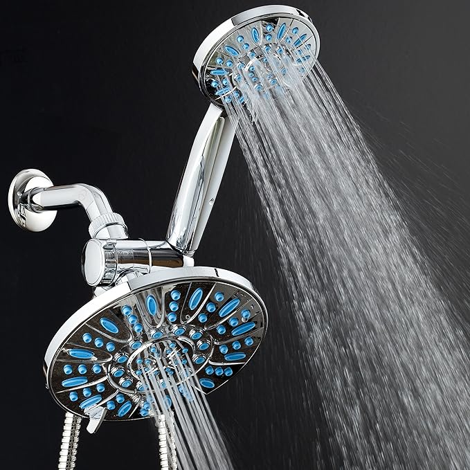 Antimicrobial/Anti-Clog High-Pressure 30-setting Rainfall Shower Combo by AquaDance with Microban Nozzle Protection from Growth of Mold Mildew & Bacteria for Stronger Shower! Wave Blue - Image 8