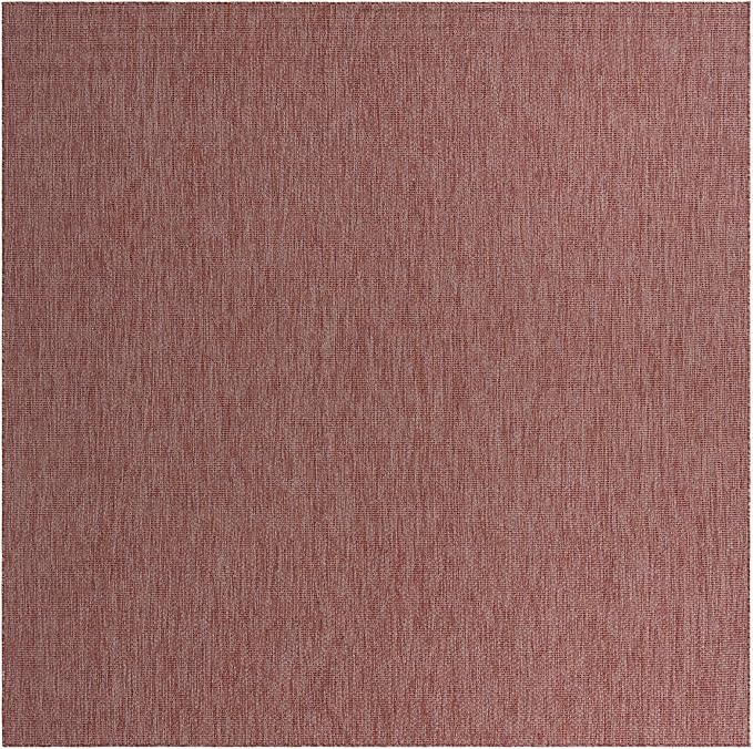 Unique Loom Collection Casual Transitional Solid Heathered Indoor/Outdoor Flatweave Area Rug (10' 8" Square, Rust Red/Beige) - Image 2