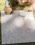 Unique Loom Collection Casual Transitional Solid Heathered Indoor/Outdoor Flatweave Area Rug (5' 3" x 8' Rectangle, Light Gray/Ivory) by UniqueLoom