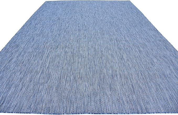 Unique Loom Collection Casual Transitional Solid Heathered Indoor/Outdoor Flatweave Area Rug (9' x 12' Rectangle, Blue/Navy Blue) - Image 6