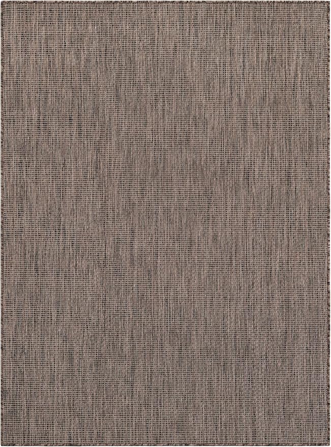 Unique Loom Outdoor Solid Collection Area Rug (5' 3" x 7' 1" Rectangle Light Brown/Ivory) - Image 3