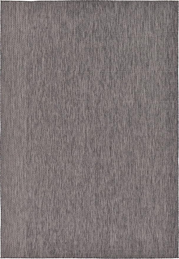 Unique Loom Collection Casual Transitional Solid Heathered Indoor/Outdoor Flatweave Area Rug (7' 1" x 10' Rectangle, Black/Ivory) - Image 4