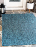 Unique Loom Collection Casual Transitional Solid Heathered Indoor/Outdoor Flatweave Area Rug (5' 3" x 8' Rectangle, Teal/Navy Blue) by UniqueLoom
