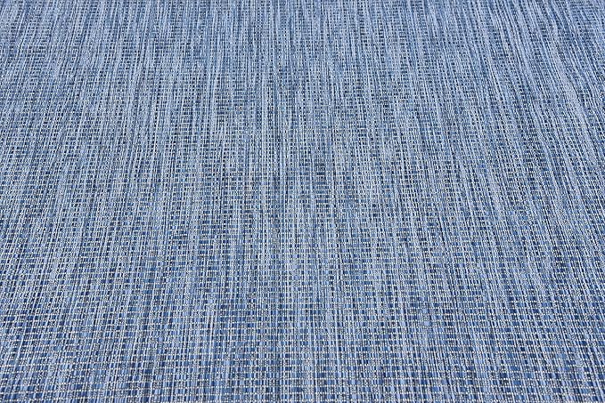 Unique Loom Collection Casual Transitional Solid Heathered Indoor/Outdoor Flatweave Area Rug (7' 1" x 10' Rectangle, Blue/Navy Blue) - Image 7