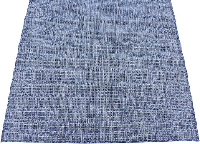 Unique Loom Collection Casual Transitional Solid Heathered Indoor/Outdoor Flatweave Area Rug (4' 1" x 6' 1" Rectangle, Blue/Navy Blue) - Image 6