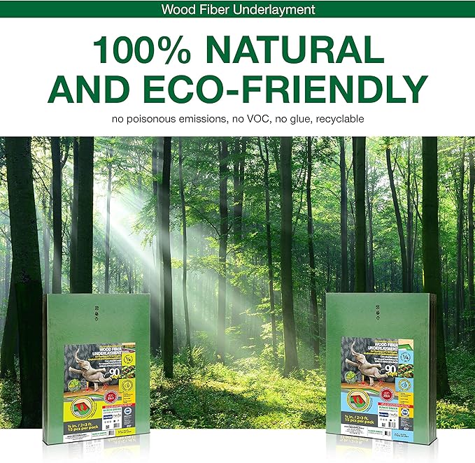 Wood Fiber Flooring Underlayment, 3mm (1/8 Inch) Thickness - 180 Sq Ft, Natural Soundproofing Insulation, for Laminate, Vinyl, LVT, LVP, or Hardwood - Image 8