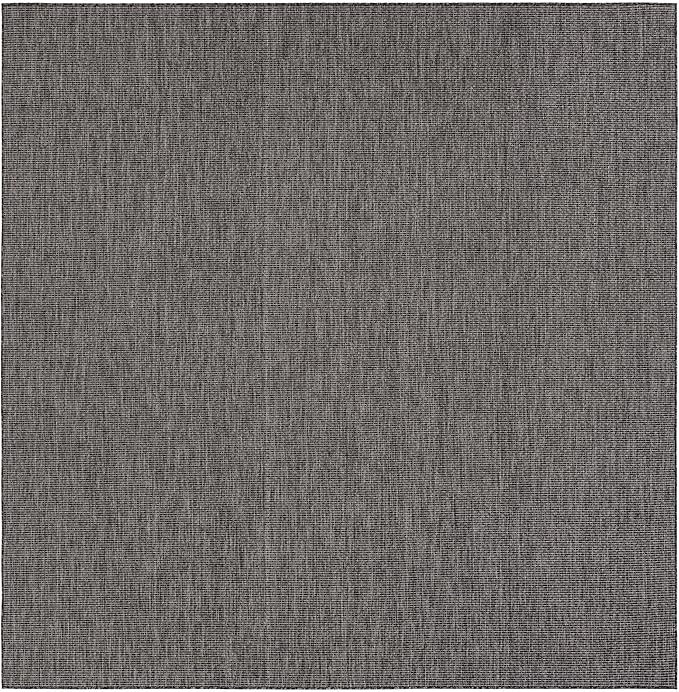 Unique Loom Outdoor Solid Collection Area Rug (10' Square Black/Ivory) - Image 3