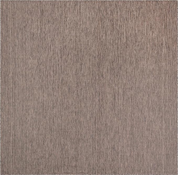 Unique Loom Outdoor Solid Collection Area Rug (10' Square Light Brown/Ivory) - Image 3