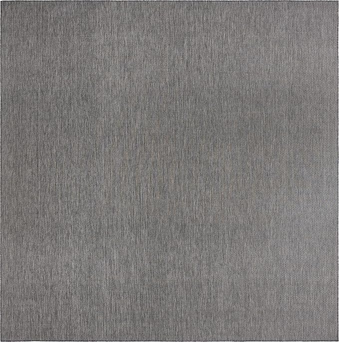 Unique Loom Collection Casual Transitional Solid Heathered Indoor/Outdoor Flatweave Area Rug (13' Square, Black/Ivory) - Image 2