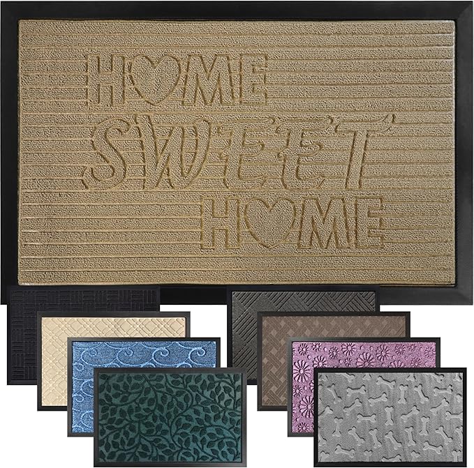 GORILLA GRIP 100% Waterproof All-Season WeatherMax Doormat 35x23, US Designed Natural Rubber, Stain and Fade Resistant, Low Profile Indoor Outdoor Door Mats, Easy Clean Patio Mat, Home Sweet Home by GorillaGrip