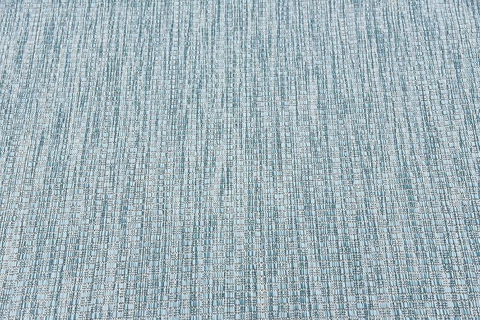 Unique Loom Collection Casual Transitional Solid Heathered Indoor/Outdoor Flatweave Area Rug (4' 1" x 6' 1" Rectangle, Aquamarine/Ivory) - Image 6