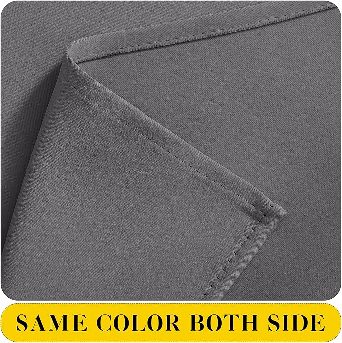 NICETOWN Short Curtains with Attached Valance for Small Window, Thermal Insulated Rod Pocket Room Darkening Curtains for Living Room, 52" Wide x 45" Long, 2 Panels, Grey - Image 5