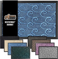 GORILLA GRIP 100% Waterproof All-Season WeatherMax Doormat, 47x35, US Designed Natural Rubber, Stain and Fade Resistant, Low Profile Indoor Outdoor Door Mats, Easy Clean Patio Mat, Ocean Blue Waves by GorillaGrip