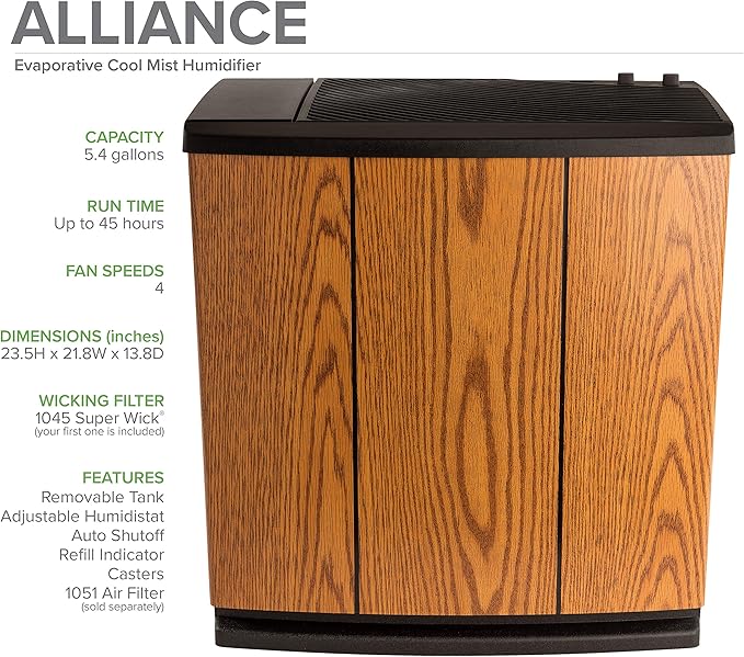 AIRCARE Digital Whole-House Console-Style Evaporative Humidifier (Light Oak) - Image 2
