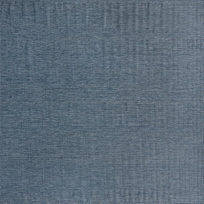 Unique Loom Collection Casual Transitional Solid Heathered Indoor/Outdoor Flatweave Area Rug (13' Square, Blue/Navy Blue) - Image 3