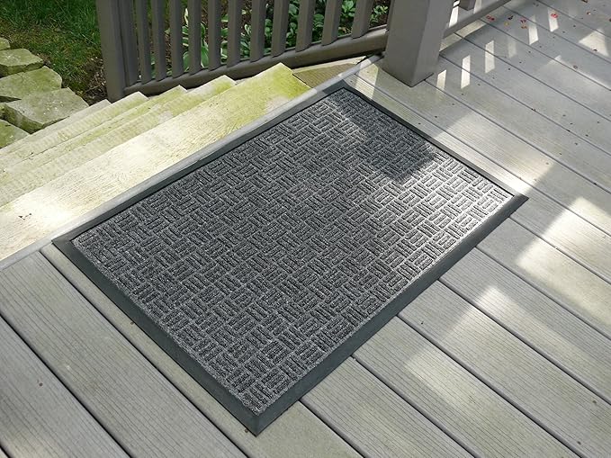 Kempf Water Retainer Front Door Mat, 24” x 36”, Black, Outdoor Indoor Entrance, Non-Slip, Low Profile, Natural Rubber Doormat, Traps Dirt and Moisture - Image 4