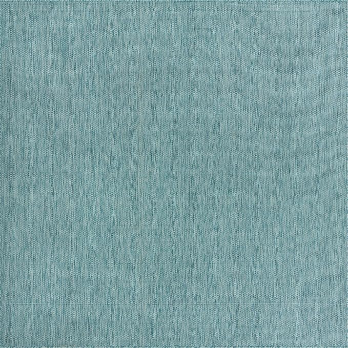 Unique Loom Collection Casual Transitional Solid Heathered Indoor/Outdoor Flatweave Area Rug (10' 8" Square, Aquamarine/Ivory) - Image 2