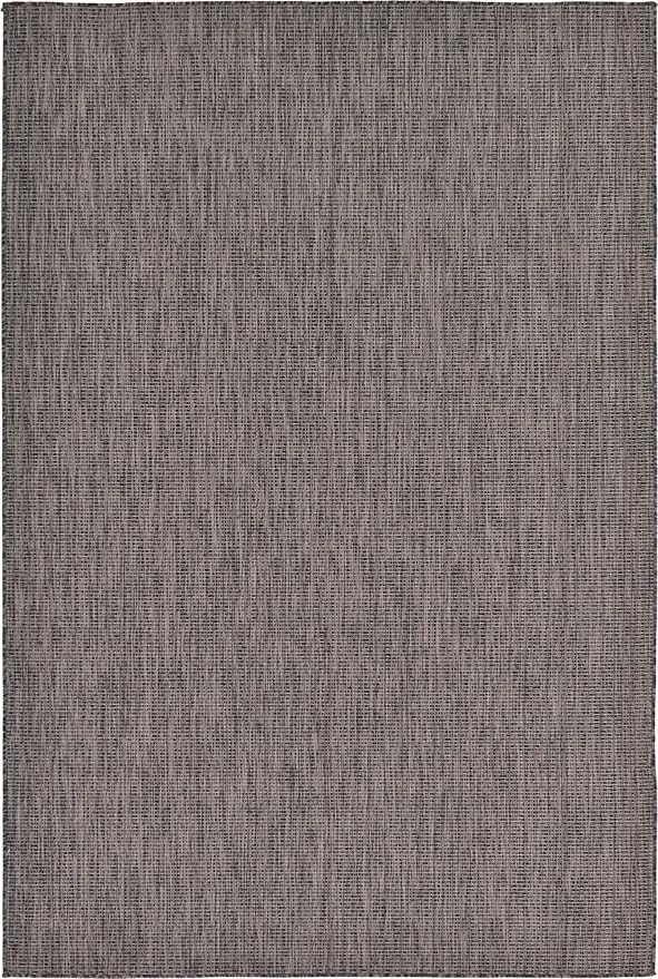 Unique Loom Collection Casual Transitional Solid Heathered Indoor/Outdoor Flatweave Area Rug (6' 1" x 9' Rectangle, Black/Ivory) - Image 3