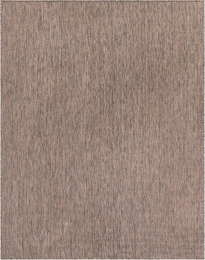 Unique Loom Outdoor Solid Collection Area Rug (7' 10" x 10' Rectangle Light Brown/Ivory) - Image 3