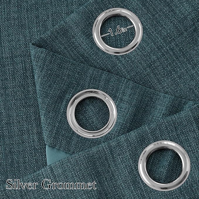 NICETOWN Short Greyish Blue Blackout Curtains 63 inches Long for Kitchen - Privacy Panels for Living Room Bedroom, Modern Farmhouse Style Easy Care Grommet Top, 2 Panels, W42 by L63 - Image 2