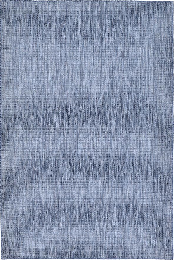 Unique Loom Collection Casual Transitional Solid Heathered Indoor/Outdoor Flatweave Area Rug (6' 1" x 9' Rectangle, Blue/Navy Blue) - Image 4