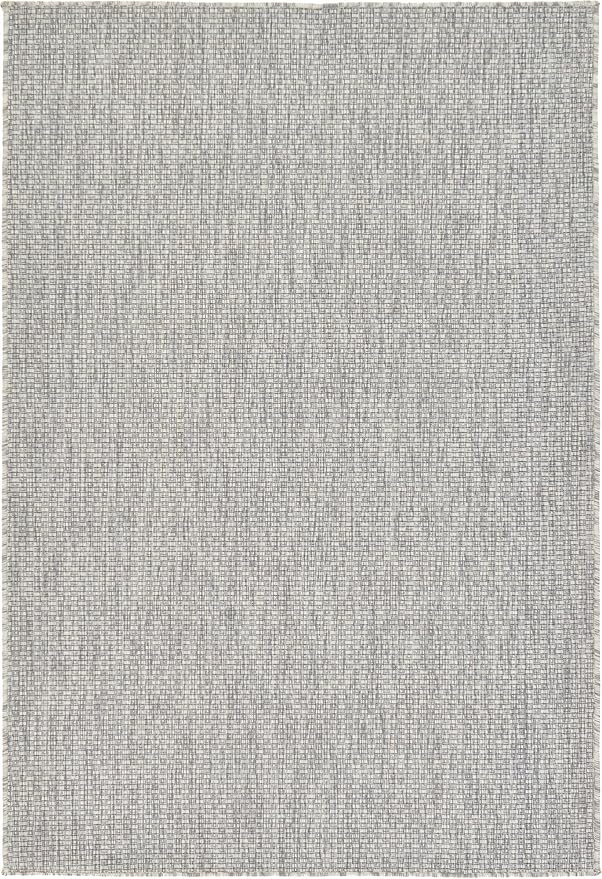 Unique Loom Collection Casual Transitional Solid Heathered Indoor/Outdoor Flatweave Area Rug (4' 1" x 6' 1" Rectangle, Light Gray/Ivory) - Image 3