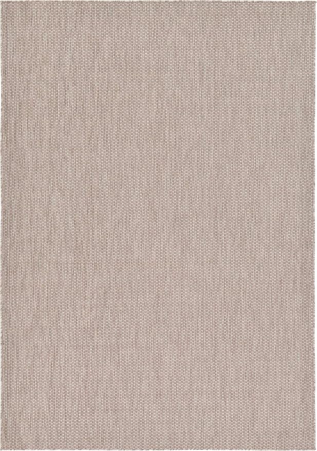 Unique Loom Collection Casual Transitional Solid Heathered Indoor/Outdoor Flatweave Area Rug (7' 1" x 10' Rectangle, Beige/Ivory) - Image 9