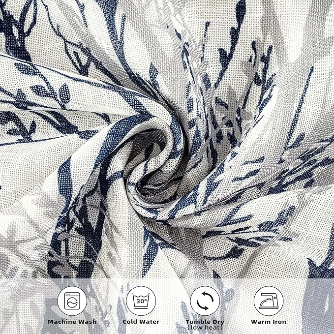 DriftAway Linen Printed Blackout Curtains Tree Branch Pattern Double Layer 84 Inches Long for Bedroom Classic Thermal Insulated Summer Sound Lined Grommet Drapes for Living Room 2 Panels Blue/Linen - Image 3