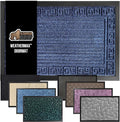 GORILLA GRIP 100% Waterproof All-Season WeatherMax Doormat, 47x35, US Designed Natural Rubber, Stain and Fade Resistant, Low Profile Indoor Outdoor Door Mats, Easy Clean Patio Mat, Navy Greek Keys by GorillaGrip