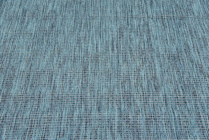 Unique Loom Collection Casual Transitional Solid Heathered Indoor/Outdoor Flatweave Area Rug (5' 3" x 8' Rectangle, Teal/Navy Blue) - Image 7
