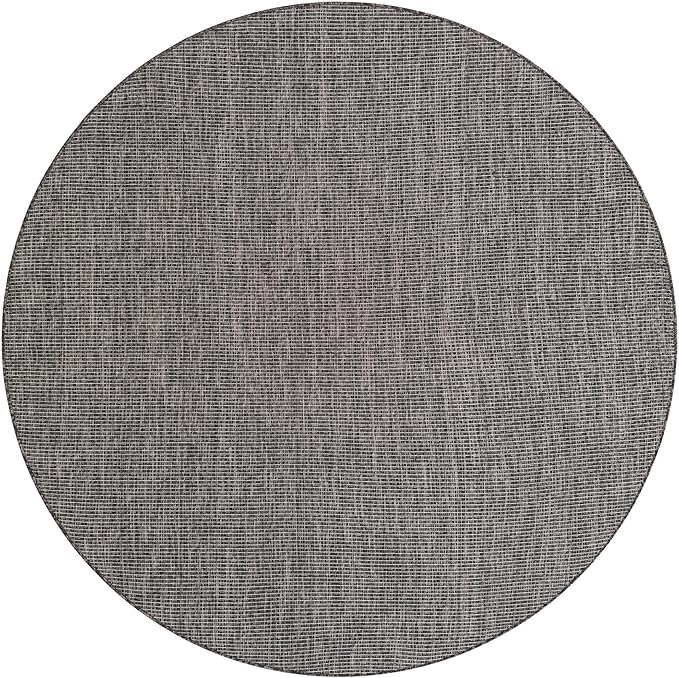 Unique Loom Outdoor Solid Collection Area Rug (6' 1" Round Black/Ivory) - Image 3