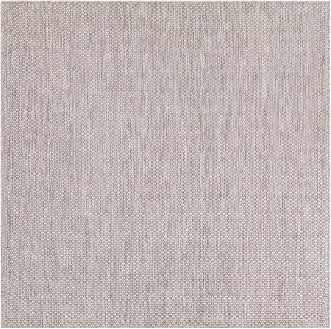 Unique Loom Outdoor Solid Collection Area Rug (6' 1" Square Beige/Ivory) - Image 2