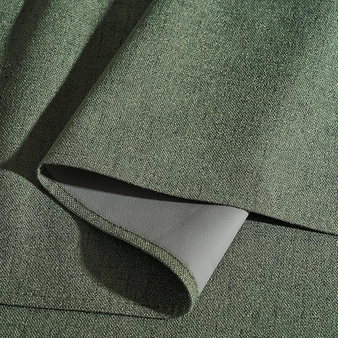 RYB HOME Olive Green 100% Blackout Linen Curtains 108 inches Long, Luxury Thermal Insulated Room Darkening Drapes for Living Room/Bedroom/Sliding Doors, Back Tab&Rod Pocket, W52xL108, 2 Panels - Image 4