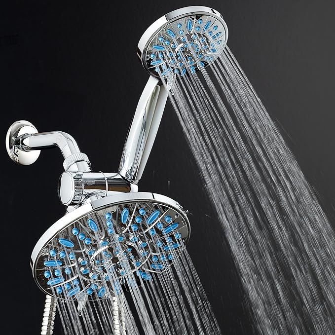 Antimicrobial/Anti-Clog High-Pressure 30-setting Rainfall Shower Combo by AquaDance with Microban Nozzle Protection from Growth of Mold Mildew & Bacteria for Stronger Shower! Wave Blue - Image 5