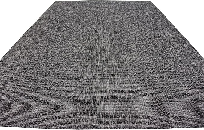 Unique Loom Collection Casual Transitional Solid Heathered Indoor/Outdoor Flatweave Area Rug (9' x 12' Rectangle, Black/Ivory) - Image 6