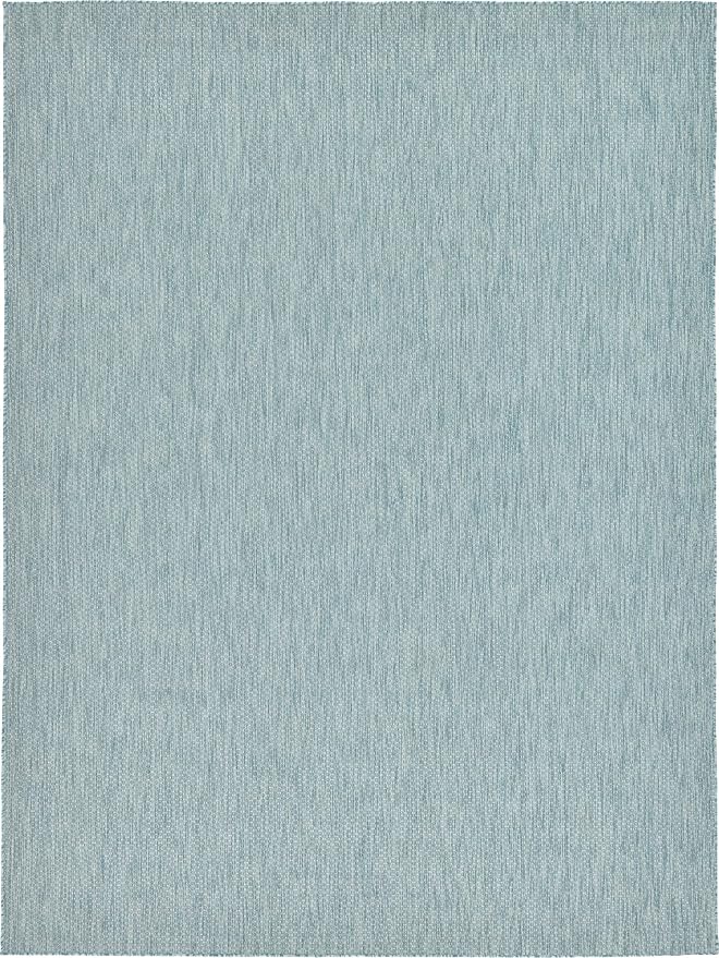 Unique Loom Collection Casual Transitional Solid Heathered Indoor/Outdoor Flatweave Area Rug (9' x 12' Rectangle, Aquamarine/Ivory) by UniqueLoom