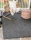 Unique Loom Collection Casual Transitional Solid Heathered Indoor/Outdoor Flatweave Area Rug (5' 1" x 8' Rectangle, Black/Ivory) by UniqueLoom