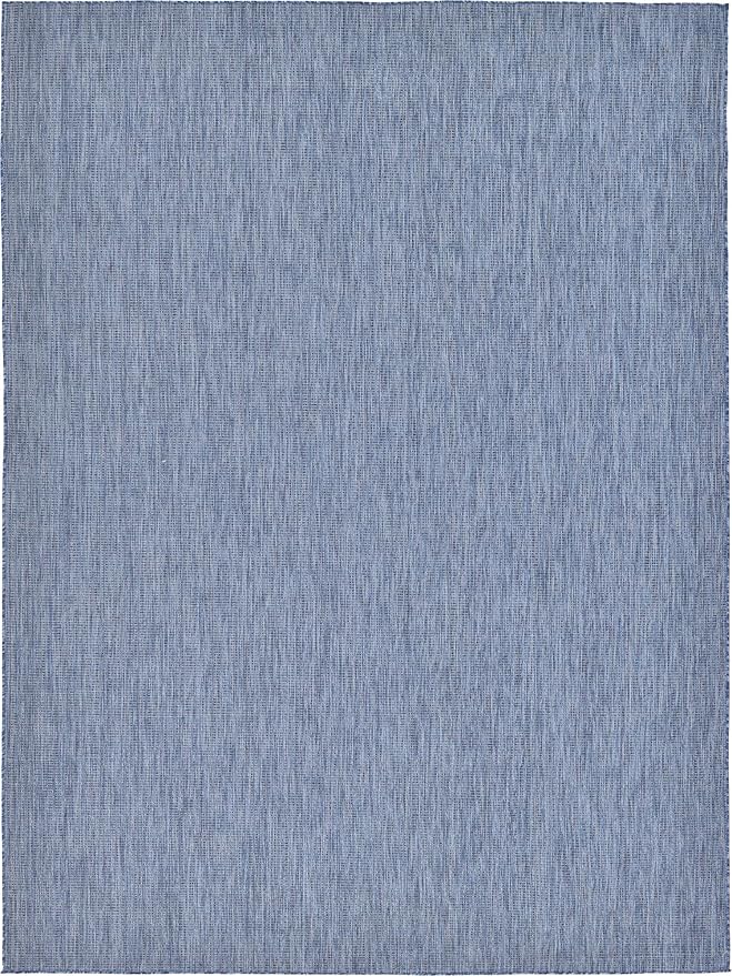 Unique Loom Collection Casual Transitional Solid Heathered Indoor/Outdoor Flatweave Area Rug (9' x 12' Rectangle, Blue/Navy Blue) by UniqueLoom