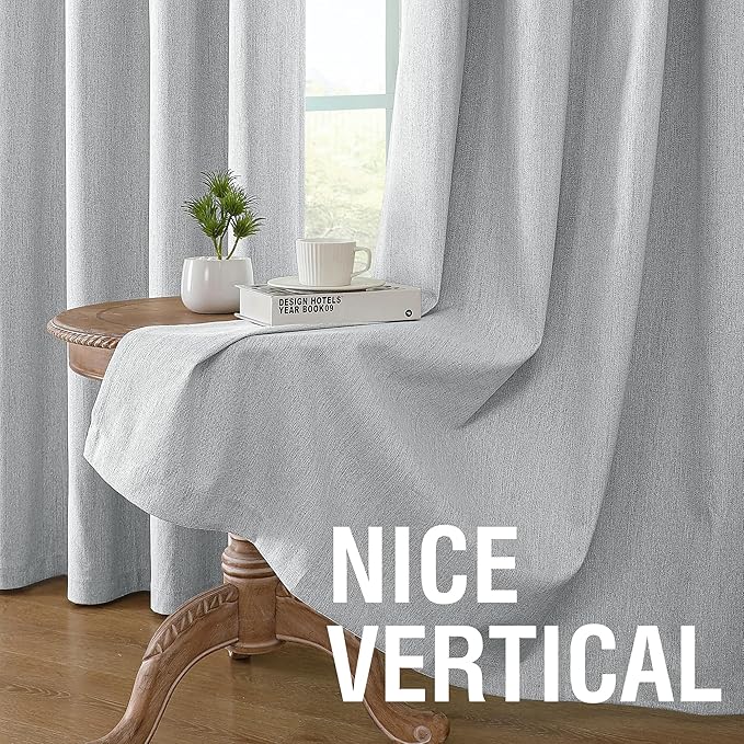 H.VERSAILTEX Chenille Curtains 96 inch Length 2 Panels 100% Blackout Drapes for Living Room with White Flocking Coating Back Thermal Insulated Anti-Rust Grommet, Heathered Glacier Gray(Not Solid) - Image 6