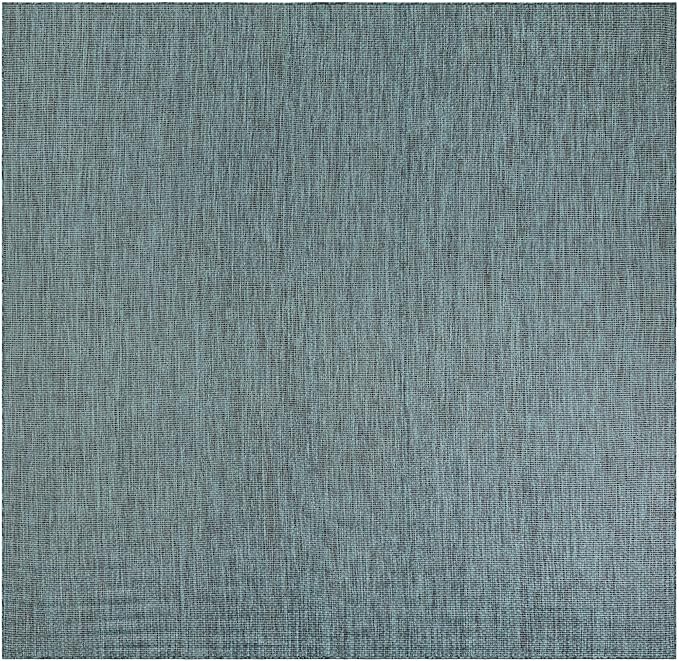 Unique Loom Outdoor Solid Collection Area Rug (10' Square Teal/Navy Blue) - Image 2