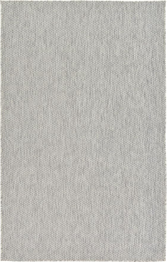 Unique Loom Collection Casual Transitional Solid Heathered Indoor/Outdoor Flatweave Area Rug (5' 3" x 8' Rectangle, Light Gray/Ivory) - Image 2
