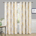 DriftAway Tree Branch Blackout Curtains Double Layer 84 Inches Long for Bedroom Printed Patterned Classic Thermal Insulated Summer Sound Lined Grommet Drapes for Living Room 2 Panels Yellow/White by DriftAway