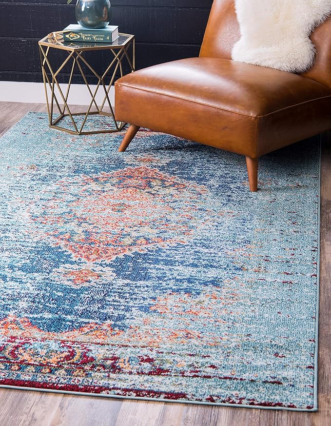 Unique Loom Outdoor Solid Collection Area Rug (9' x 12' 2" Rectangle Rust Red/Beige) by UniqueLoom